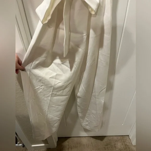 Ana Off-Shoulder Belted Jumpsuit in White - Picture 10 of 15